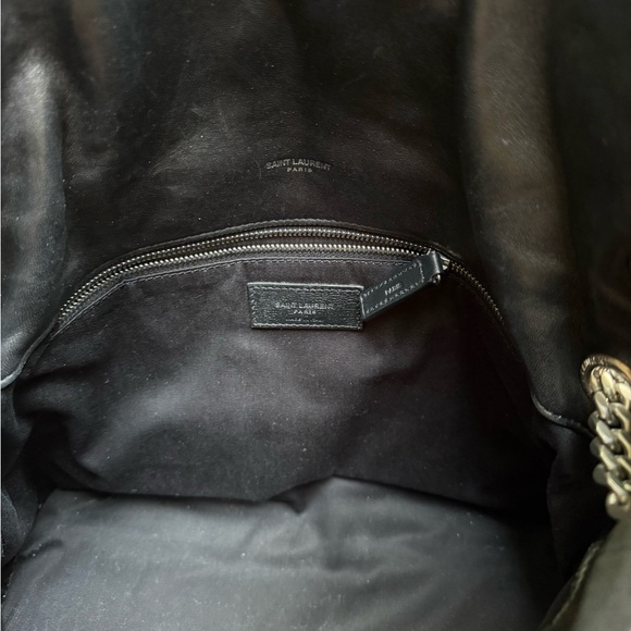 Saint Laurent Lambskin Quilted Monogram Medium Loulou Puffer Chain Satchel Black - Picture 11 of 16